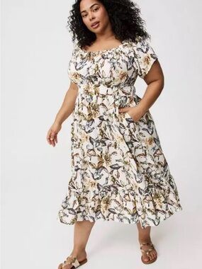 NWT Torrid Off-Shoulder Tiered Midi Dress